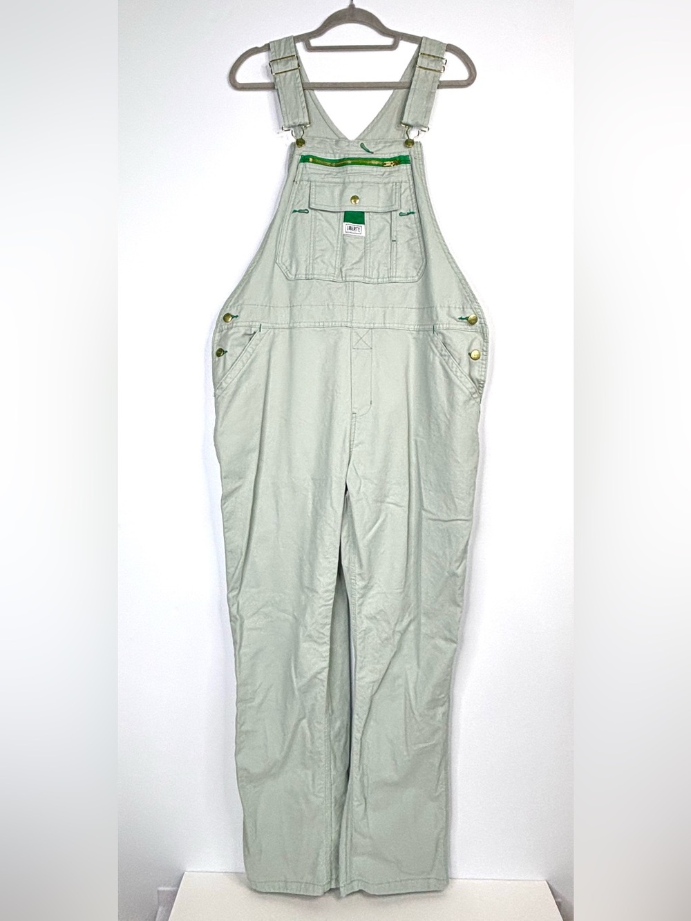 Liberty Women’s Sage Mint Cotton Bib Overalls Green Trim XL